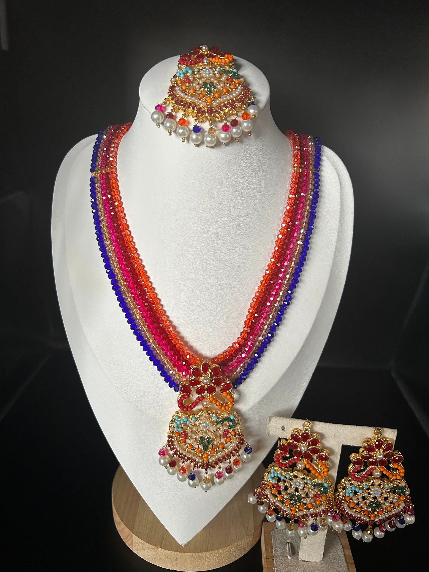 Nauratan Mala with matching earrings and Bindia